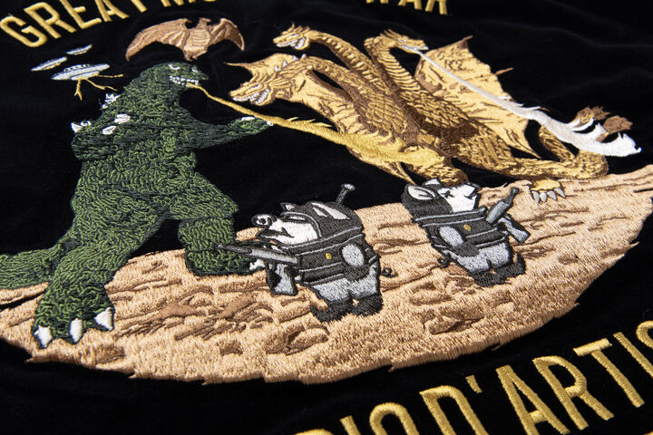 GZ-013 GODZILLA GREAT MONSTER WAR Souvenir Jacket,BLACK x BLACK, medium image number 6