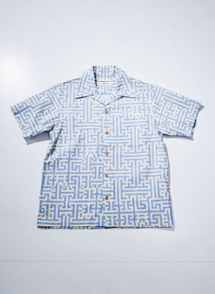 SSA26-02 Geometric Pattern Aloha Shirt,NAVY, medium image number 3