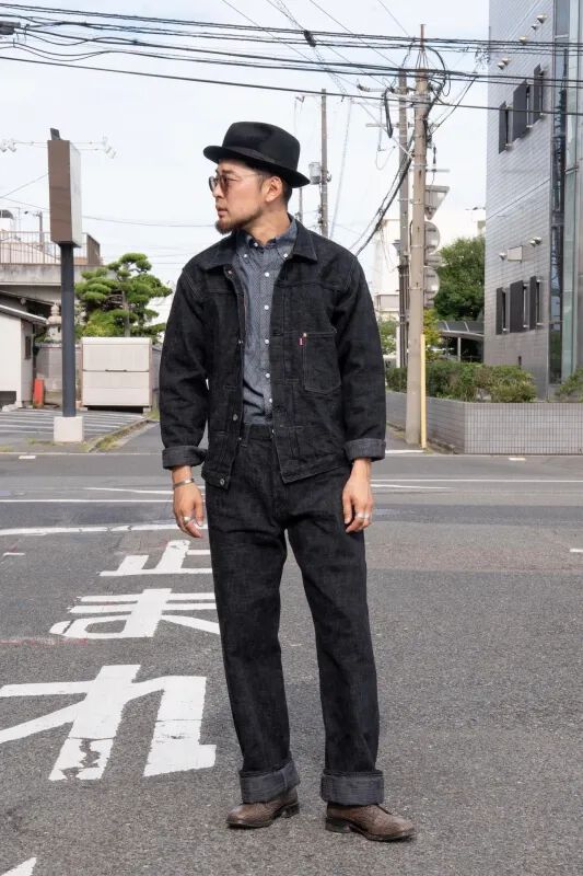 DENIMIO | GZ-HRJSK-BK 15oz Skein (Kase) Dyed Heritage Jeans (Black)