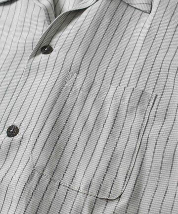 05-267 Stripe open collar shirt,BLK, small image number 12