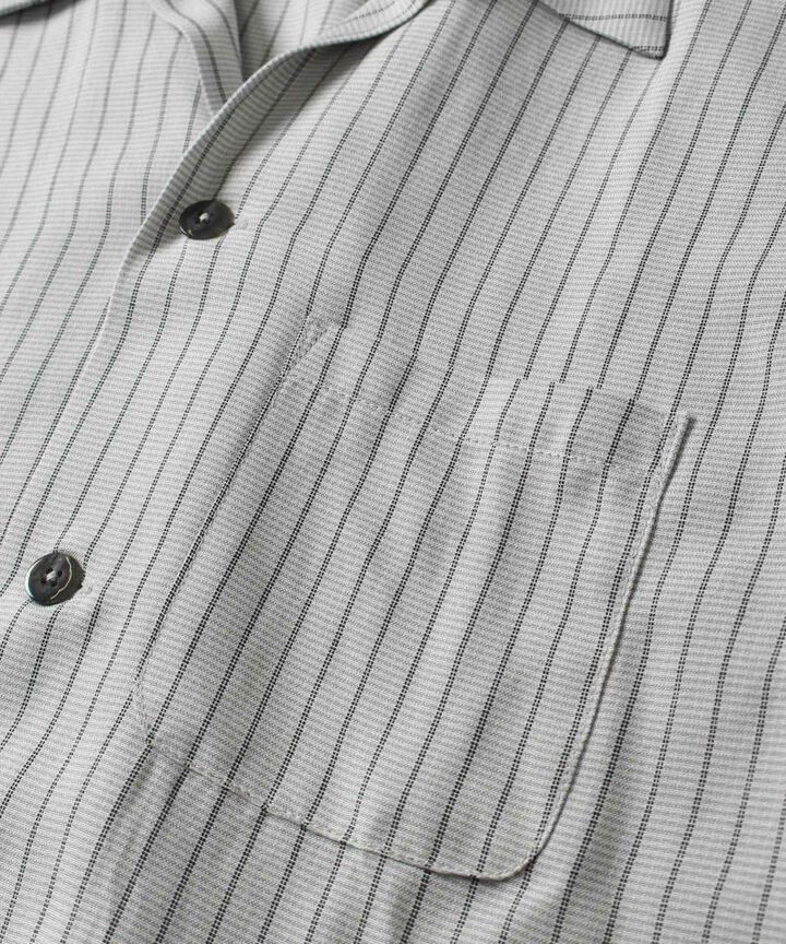 05-267 Stripe open collar shirt,BLK, medium image number 12