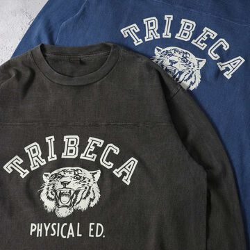 BR-25341 Pigment Dye 14/- GOAT L/S FOOTBALL T-shirt 【TRIBECA】,WHITE, small image number 3