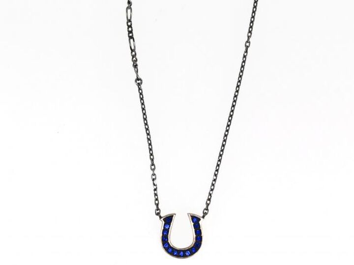 HYJK-135BL-SV Silver Glitter Horseshoe Necklace,, medium image number 1