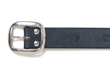 B-82 INDIGO BEND LEATHER BELT (engraved),INDIGO, small image number 0