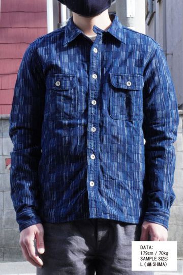 SSS21IK PURE INDIGO ICHIMATSU WORK SHIRT-INDIGO KOUSHI-XS,INDIGO KOUSHI, small image number 8