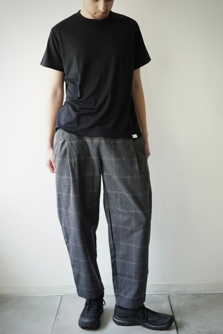【CAPERTICA】CAP707PT08 Dark Melange Flannel Check / Peg Top Easy Pants (CHARCOAL)