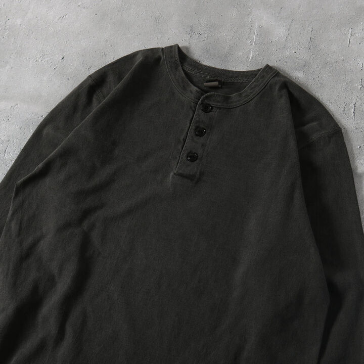 BR-3044PG COZUN LONG SLEEVES HENLEY PG T (Pigment),BLACK, medium image number 2
