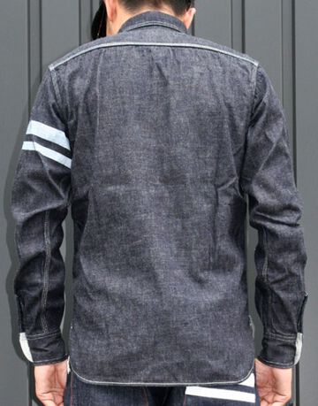 Momotaro Jeans SJ091D Going to Battle Label8oz Deep Colored denim work shirt (&nbsp;Going to Battle Label8oz Deep Colored denim work shirt),, small image number 1