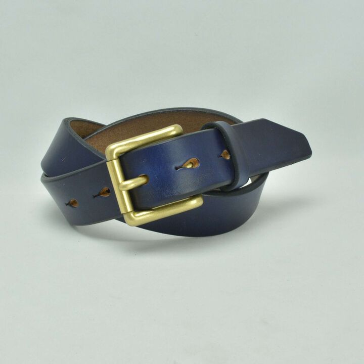EGB40137AB Belt Men's Leather UK saddle leather 40mm width harness belt-NAVY-37inch (94cm) Limited color,NAVY, medium image number 3