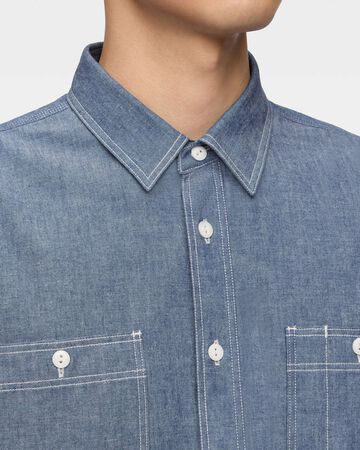 MMLS3000 TRIPLE STITCH L/S CHAMBRAY SHIRT(TWO STRIPES),INDIGO, small image number 3