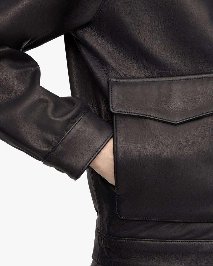 MMOT6321 SMOOTH LEATHER JACKET,BLACK, medium image number 5