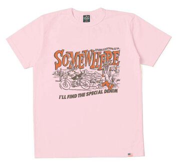 8181B USA Cotton Print T-shirts,PINK, small image number 0