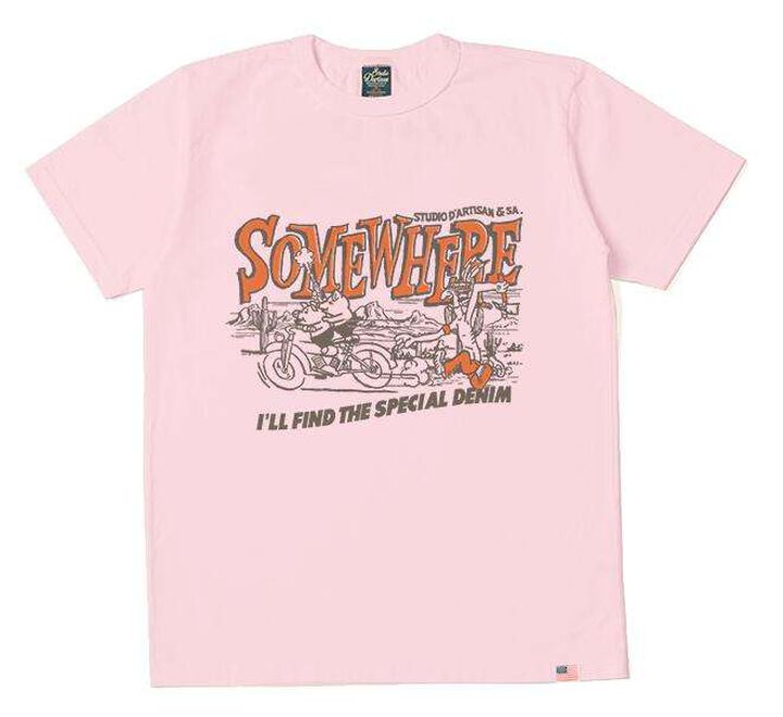 8181B USA Cotton Print T-shirts,PINK, medium image number 0