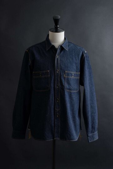 MS005E (001) 10oz SELVADGE DENIM WORK SHIRTS,, small image number 0