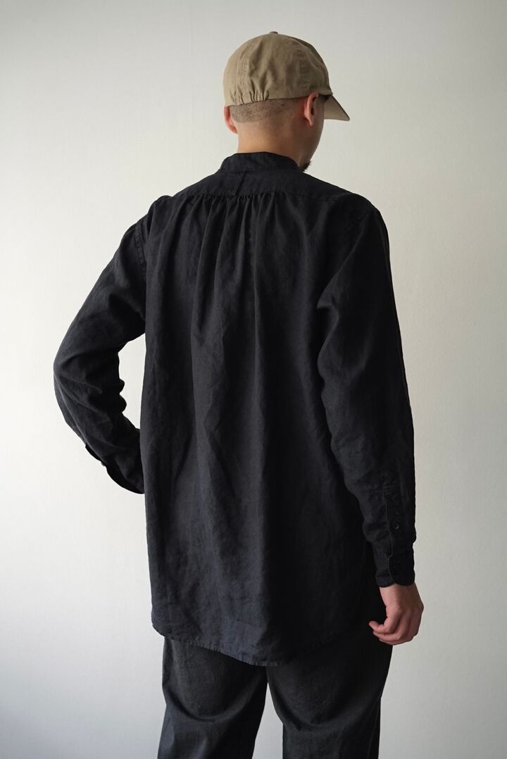 241SH08 ND-Linen Poplin / Granpa Shirts,LOGWOOD BLACK, medium image number 3