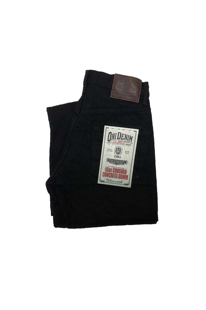 ONI222CCD-BKBK 15oz Crushed Concrete Denim Black x Black Kabuki Selvedge  Super Wide Straight,, medium