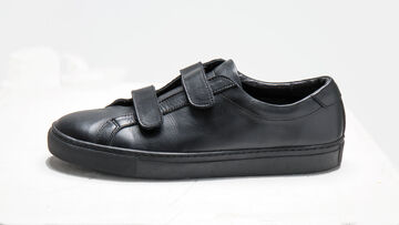 3753224 "LUKE" VELCRO LEATHER SNEAKER (BLACK) Size 41(26-27cm),, small image number 1