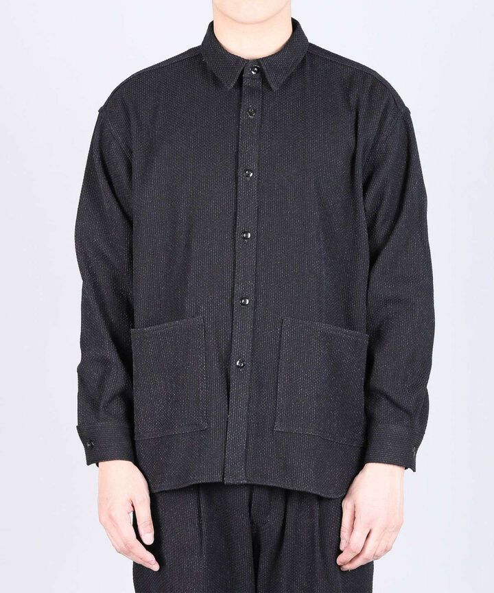 JBOT1327 Sashiko Black Big Shirts Jacket,, medium