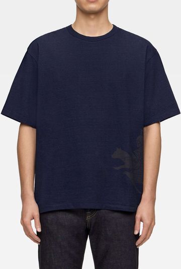 MXTS1048 YARN DYED SHORT SLEEVE T-SHIRT MOMOTARO,INDIGO, small image number 0