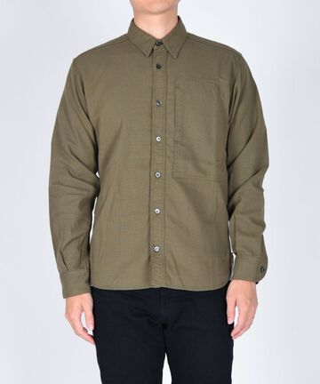 MXLS1008 DOBBY WORK SHIRTS (INDIGO, OLIVE),OLIVE, small image number 0