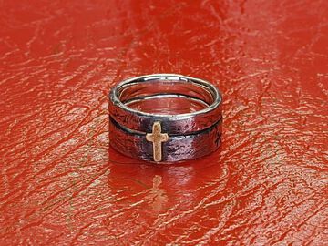 HYAS-271 Brass Cross Double Ring,, small image number 7
