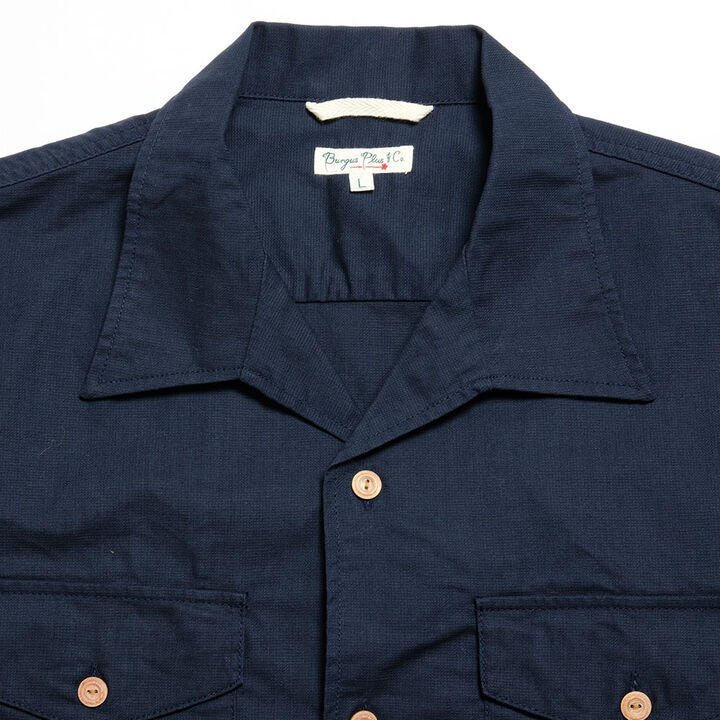 BP19502 Open Collar PANAMA Shirt-NAVY-S,NAVY, medium image number 3