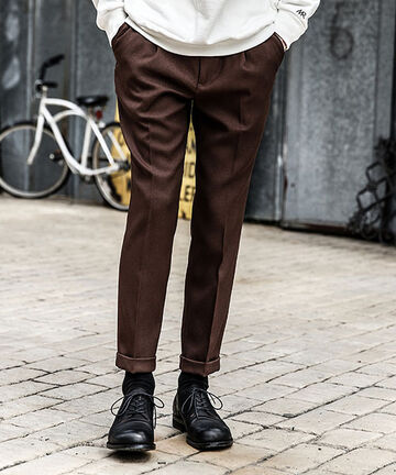 M-18102  / RETORO POLYESTER TWILL / ONE PLEATS STA-PREST TAPERED PANTS,BROWN, small image number 14