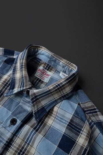 MS001G (BLC) INDIGO CHECK FLANNEL SHIRT,BLUE, small image number 11