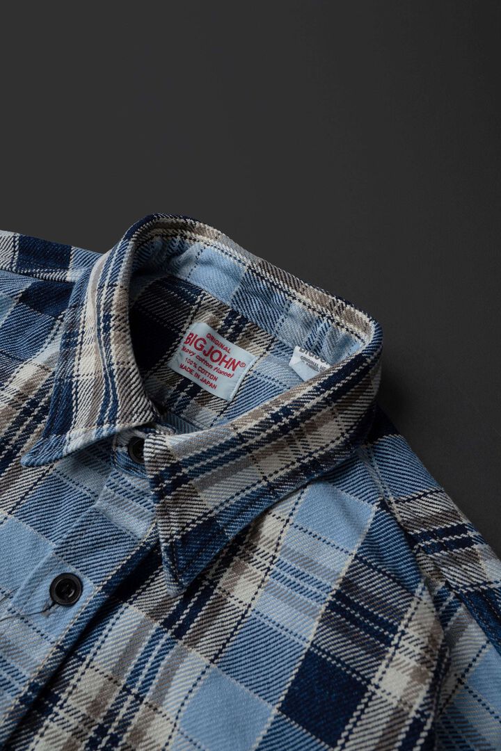 MS001G (BLC) INDIGO CHECK FLANNEL SHIRT,BLUE, medium image number 11