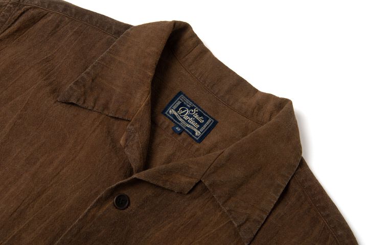 【Pre-Order】5754 Hand-Dyed Kakishibu-zome Short Sleeve Open Collar Shirts,KAKISHIBU, medium image number 3
