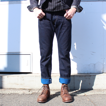 DE004 denimio collab. original cobalt blue selvedge 14oz slim tapered,, small image number 0