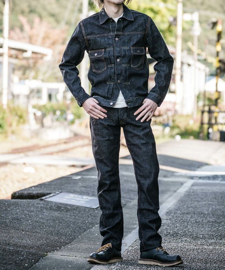 G014-MB ' Copper Label ' 14.7oz selvedge slim tapered-One Washed-42,, medium image number 6