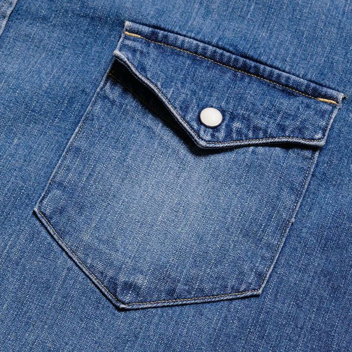 HBP-301WS-MU 8oz Denim Western Shirt - Mid Used,Mid Used, medium image number 4