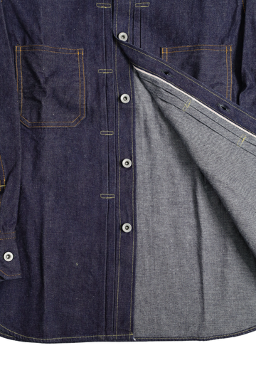 F3484 10OZ DENIM COAL MINER SHIRT SELVEDGE DENIM (INDIGO)-One Wash-M,, small image number 2