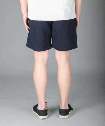 JBSP1004 11oz Indigo Sashiko Jaquard Tuck Shorts,INDIGO, small image number 3