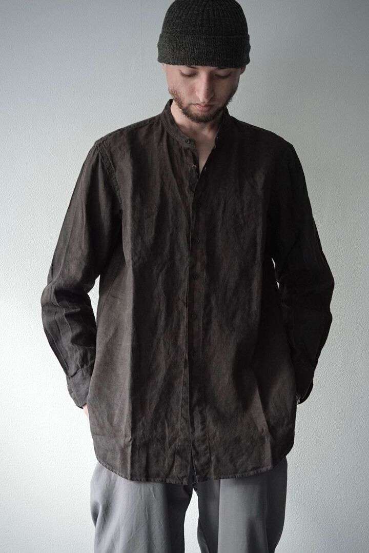 241SH08 Natural Dyed Linen / Granpa Shirts,SUMI, medium image number 6