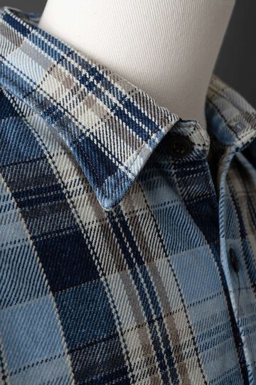 MS001G (BLC) INDIGO CHECK FLANNEL SHIRT,BLUE, small image number 3