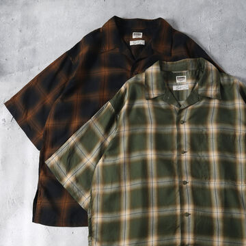 BR-24201 OMBRE CHECK SHORT SLEEVE SHIRT,KHAKI, small image number 1