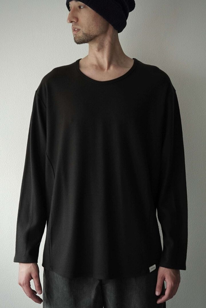 【CAPERTICA】CAP708CS27 Super140s Washable Wool MW_Jersey / Solid L/S Tee,BLACK, medium image number 7