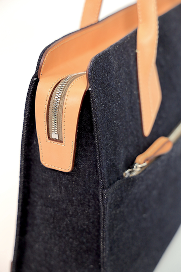 K-3 Selvedge Denim Business Bag-DENIM x Vegetable Tanned Leather,DENIM x Vegetable Tanned Leather, small image number 3