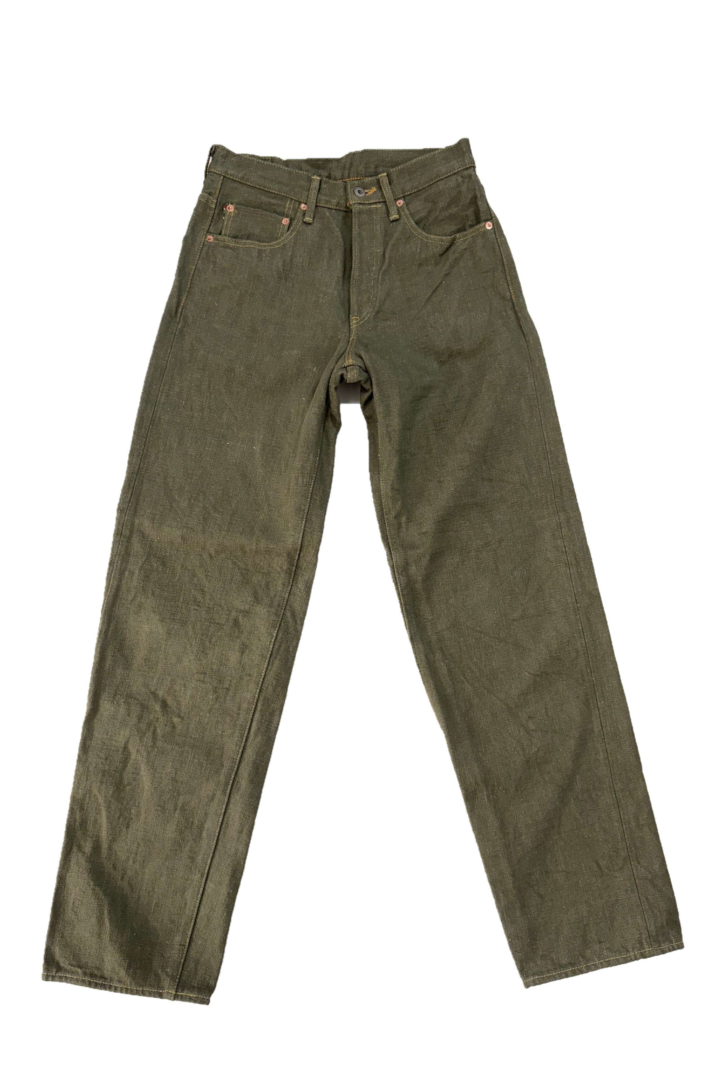 s*p様 Divided States of Olive インディゴ デニム サ DENIMIO | ONI822-OLD18 18oz Olive Denim Super Wide Tapered