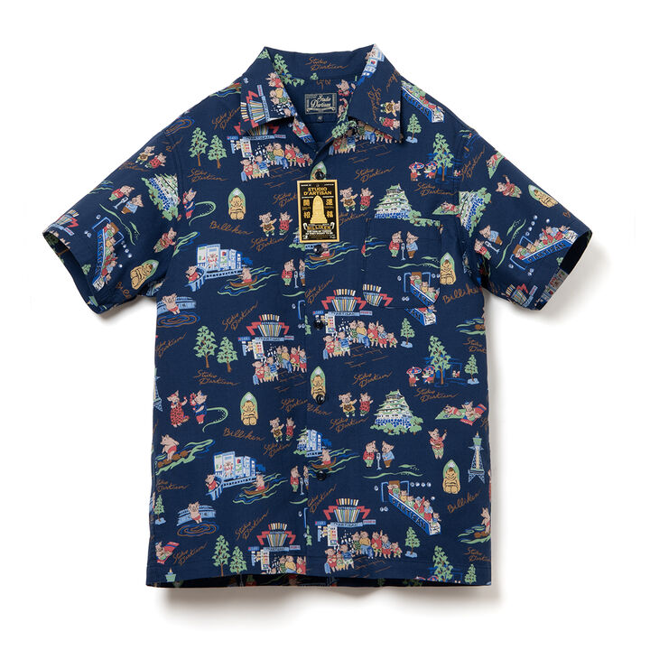 BILLI-003 Billiken Collab Aloha Shirts,NAVY, medium image number 2