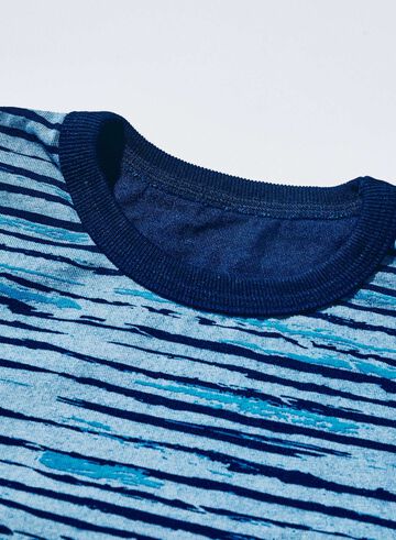 SJIT26-101 Indigo Stripe T-shirt "Crew",INDIGO, small image number 1