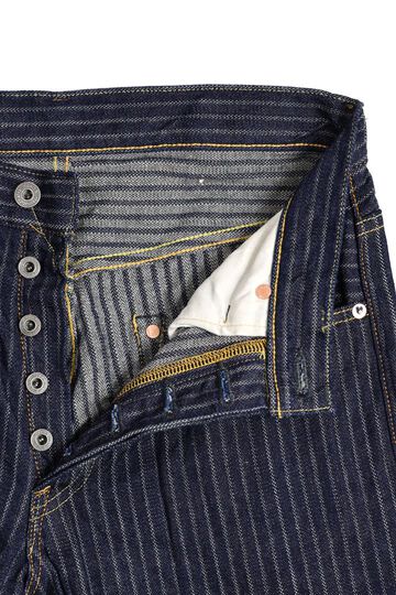 ONI022-HJS Drop-Needle Stitching Jacquard Striped Denim Relax Straght-One Wash-38,, small image number 2
