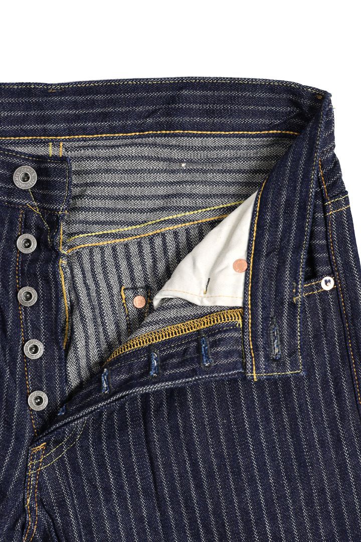 ONI022-HJS Drop-Needle Stitching Jacquard Striped Denim Relax Straght-One Wash-38,, medium image number 2