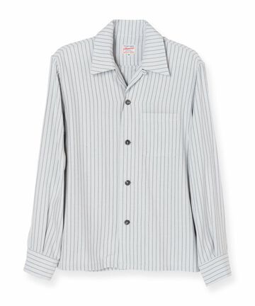 05-267 Stripe open collar shirt,BLK, small image number 3