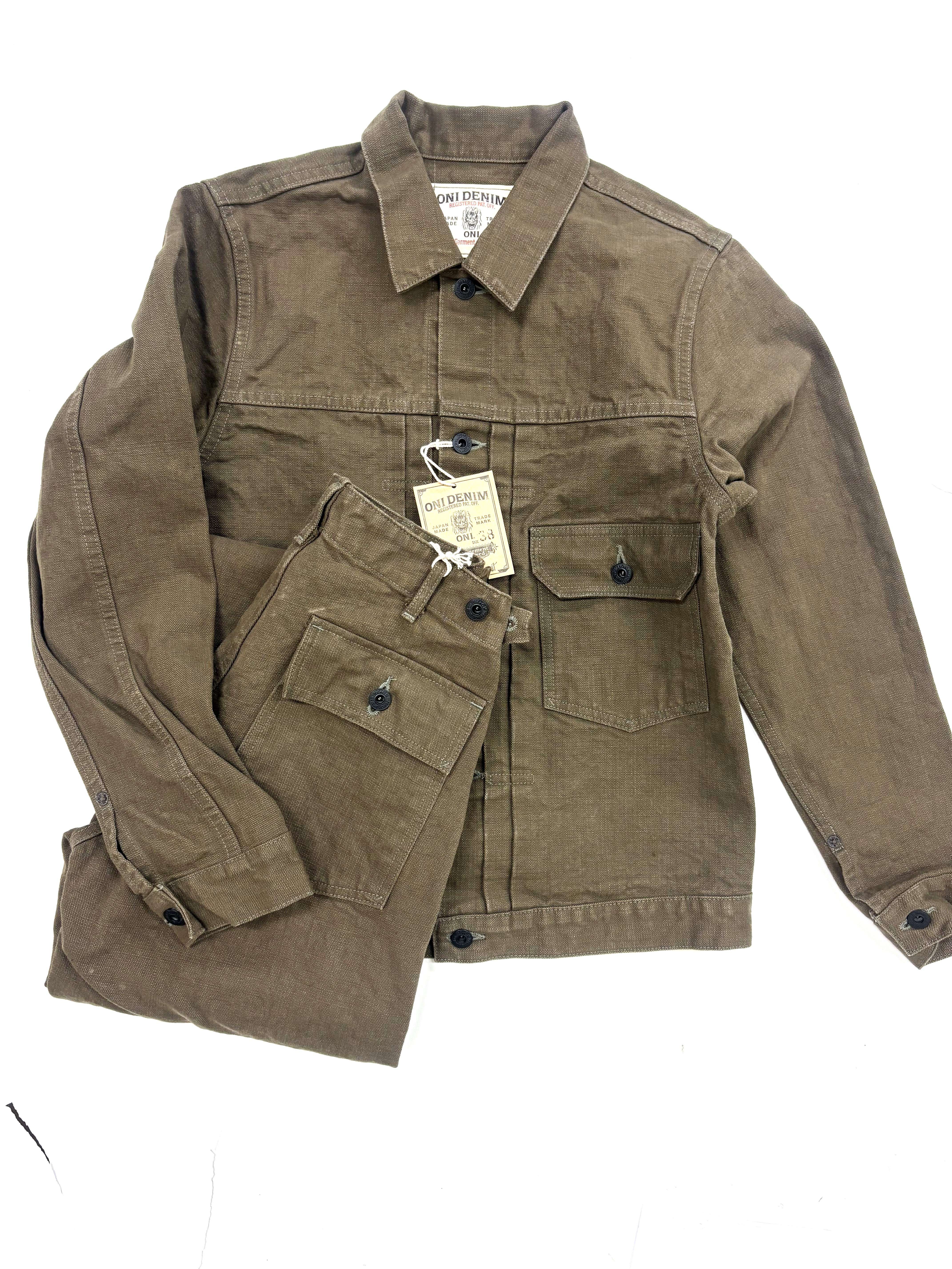 DENIMIO | ONI01507L-HOX-OLB 13oz Sulfur dye Heavy Oxford Olive