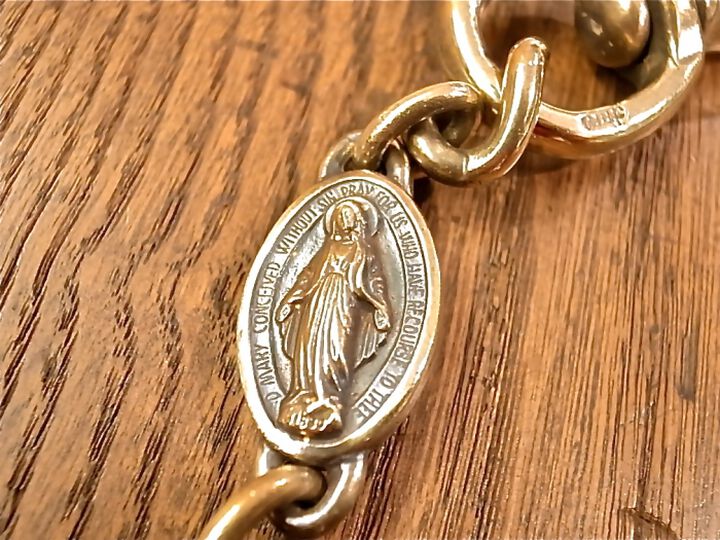 13AD-370 Brass Wallet Chain -Mary & Diamond-,, medium image number 2