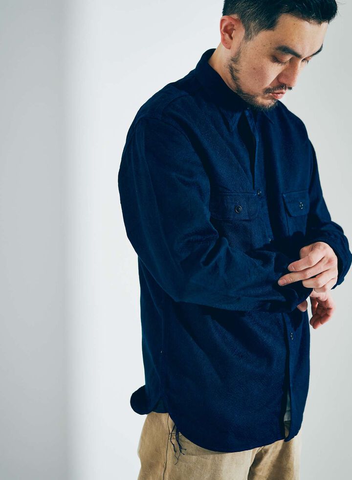 SSS25-01 "INDIGO SNAKE" JACQUARD SHIRT,INDIGO, medium image number 3