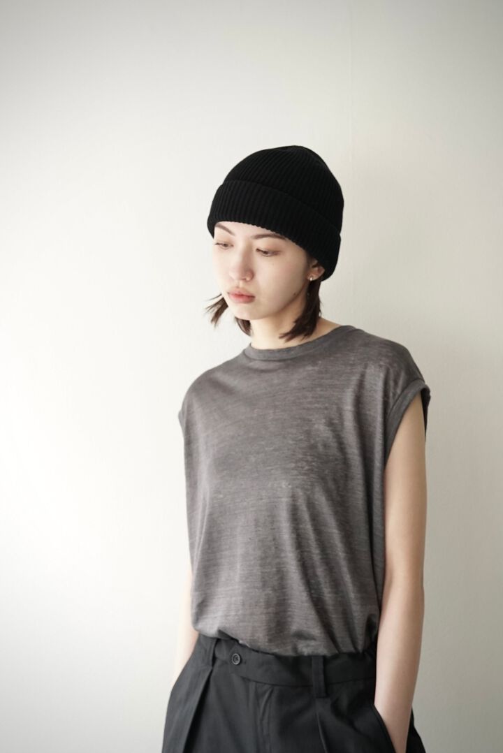 【CAPERTICA】CAP707CS05 Feather Linen Jersey / Loosey Tank_Top,BLACK, medium image number 9